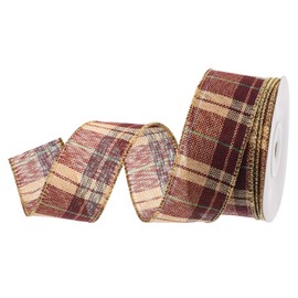 DMiotech 1.6 Inch 10 Yards Gingham Ribbon, Fiber Buffalo Checkered Ribbon Plaid Ribbon for Gift Wrapping Christmas Decoration Art Craft DIY, Light Yellow and Brown