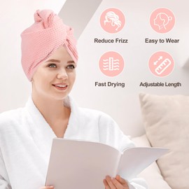Srragl 2 Pcs Microfiber Hair Towel Wrap - Quick Dry Hair Towel Wrap for Long, Short, Thick, Curly Hair, Hair Caps for Women, Men, Kid (Red*2)