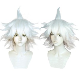 Heat Resistant Cosplay Wig, Second Castle, Nagito Komaeda, Cosplay Wig, Party, Disguise + 3 Bonus Items, Includes Exclusive Net, Hairpin and Memo Pad
