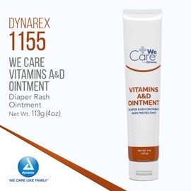 Dynarex Vitamins A & D Ointment, Ointment with Vitamin A and Vitamin D Skin Protectant, for Diaper Rash and Discomfort, White, 1 - 4 oz. Tube