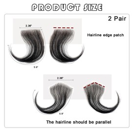 4 Pcs Fake Baby Hair Edges HD Lace Strips Hairlines for Black Women,Natural Human Hair Edges Reusable Invisible Lace Hairline Handmade
