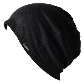 CHARM Made in Japan, Linen Big Watch, Medical Hat, Men's, Women's, Summer, All Seasons (100% Black/Linen), Care Hat, Indoor Hat, Knit Hat