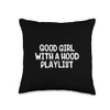 Good Girl With A Hood Playlist Throw Pillow