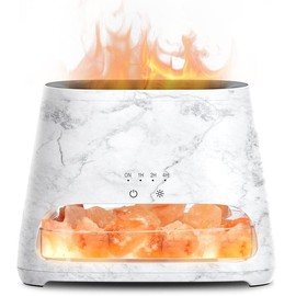 SALKING 2-in-1 Air Purifier&Humidifier For Home and Office. Ultrasonic Essential Oil Diffuser With Himalayan Salt Lamp&Fireplace Aroma Diffuser, Best Birthday Gift, Black Friday Deal. - Color: Marble