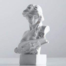 Musical Greek Goddess Statue Decor,6 Inch Roman Bust Sculpture Home Decor,White Resin Artemis Statues for Home Decor Coffee Table Office Living Room Collection Figurines Greek Mythology Art Decoration