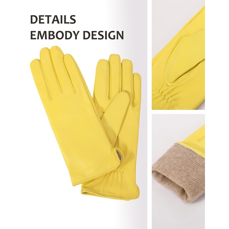 Leather Gloves Women - NOVBJECT Winter Full-Hand Touch Screen Warm