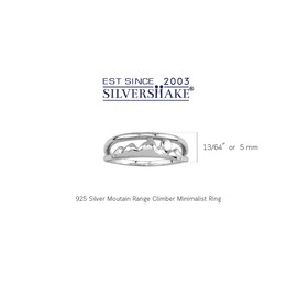 Silvershake White Gold Plated 925 Sterling Silver Minimalist Mountain/Nature/Camper/Climber Casual Ring Jewelry for Women Size 8, 8, Sterling Silver Rhodium (White Gold Plated), No Gemstone