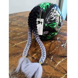 HHongJM Helmet Pigtail Motorcycle Helmet Ponytail Bicycle Helmet Braids Hair Tails Used for Any Helmets/Reusable Design 24Inch 2pcs Together (Helmet Not Included)