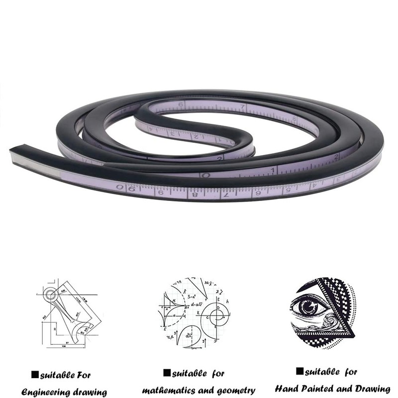 Utoolmart Flexible Curve Ruler,Graduated 90cm / 35.4-inch with Inking Edge,