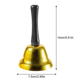 HXMJIED Metal Hand Bell (Gold),Santa Claus Jingle Hand Held Bell for Christmas,Tea Bell Dinner Hand Bell Ring,Hand held Loud Call Service Bell Alarm,Hand Held Bell for Service Counter Reception Dinner