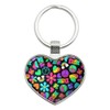 Groovy Hippie Peace and Love Pattern Keychain Heart Love Metal