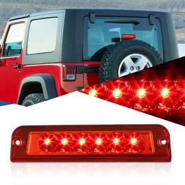 Auto Dynasty Rear High Mount Red Housing LED 3rd Third Tail Brake Light Stop Lamp Compatible with Jeep Wrangler TJ 97-06
