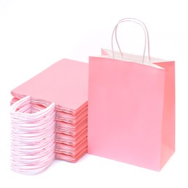 Nexmint 60-Pack Medium Pink Paper Gift Bags with Handle: Pink Gift Bags, Pink Paper Bag, Shopping Bag, Party Favor Bags, Treat Bags, Goodie Bag, Business Tchotchkes, Shopping Bag, Retail Bag, Kraft Paper Bag