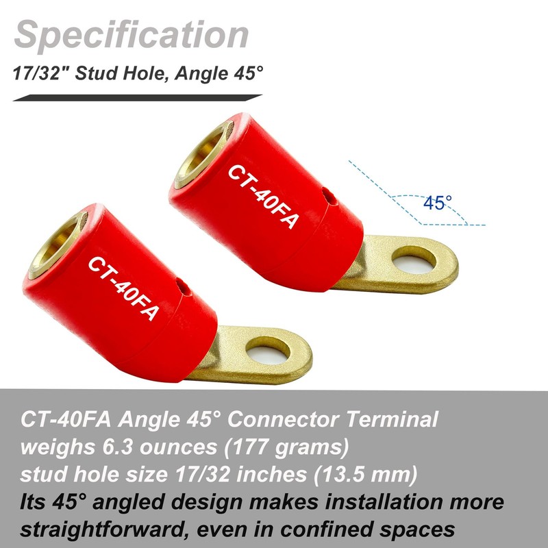 2PCS CT-40FA Welding Terminal Connector, Welding Lug Connector Adapter, for
