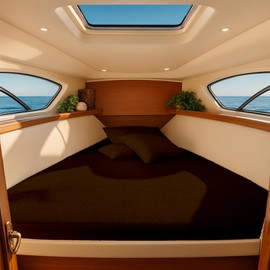 Waterproof Mattress Protector V Berth Size- 15" Deep Pocket Fitted Style Mattress Pad Cover Skin-Friendly, Super Soft & Breathable Bed Protection Against Moisture, Spills, Stains - Chocolate