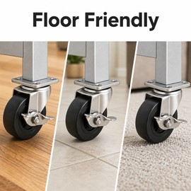 Swivel Chair Caster with Brake for Mobile Furniture - Durable Stainless Steel, Quiet 360° Rotation, and Floor-Friendly Wheels for Home and Office