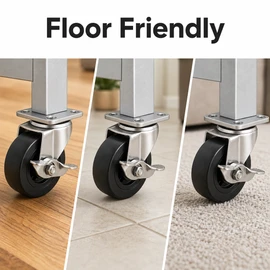 Swivel Chair Caster with Brake for Mobile Furniture - Durable Stainless Steel, Quiet 360° Rotation, and Floor-Friendly Wheels for Home and Office