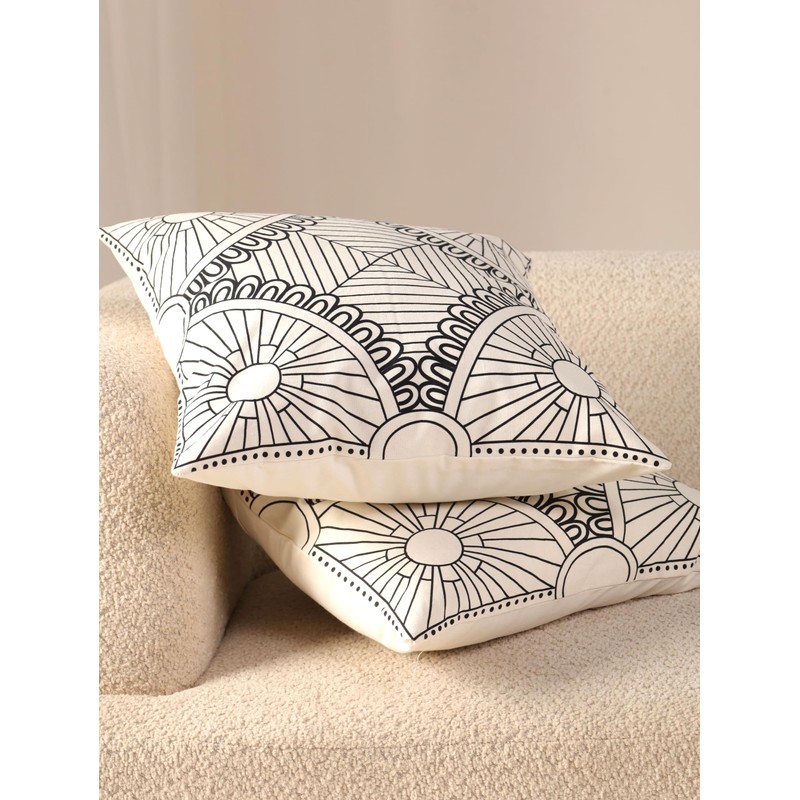Glamm Texa Abstract decor Cushion Covers White And Gray 45cm