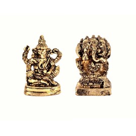 Purpledip Rare Miniature Statue Set (Siddhi Vinayaka Ganesha & Panchmukhi Ganesh): Unique Collectible Gift (11182)