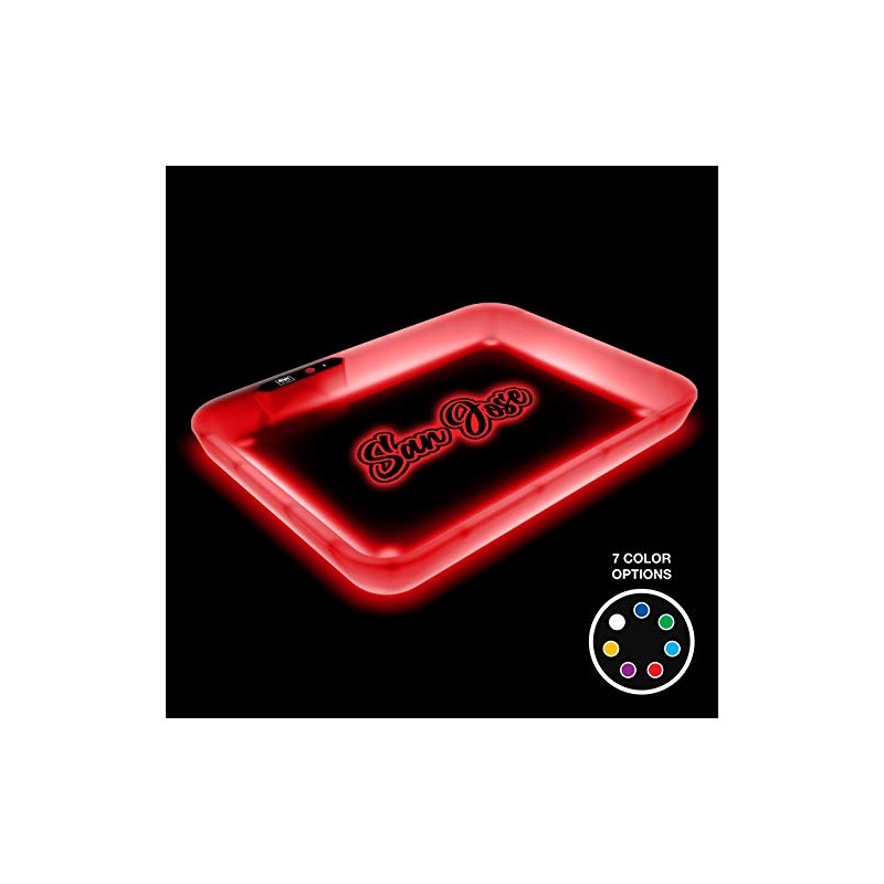 LED Light Up Rolling Tray, Decorative Serving Food Tray, Vanity,