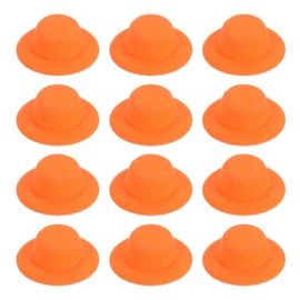 [PATIKIL] 12 Pcs 1.6 Inch Mini Formal Hat Miniature Doll Mini Top Hat Craft Hair Accessories for Doll Snowman Orange