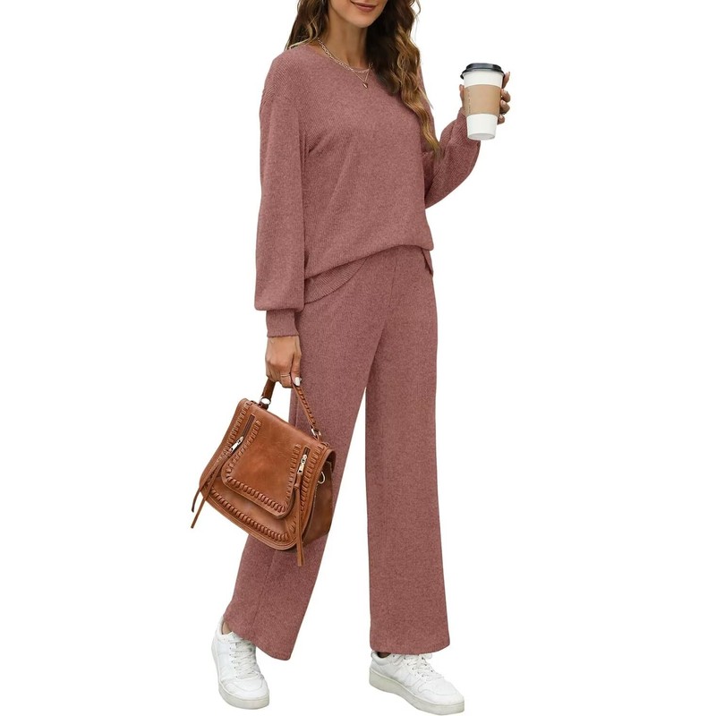 WIHOLL Sweatsuit for Women Long Breathable Loose Fit Round Neck