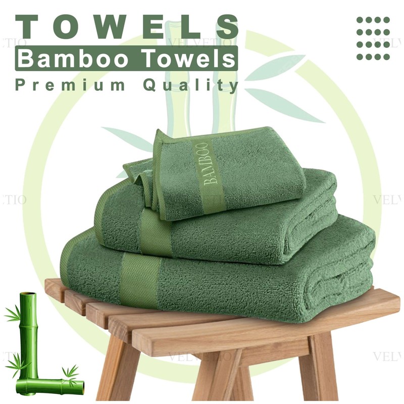 VELVETIO Bamboo Towels - Premium Bath Towels Set of 2