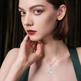AINFQY Cat Necklace for Women 925 Sterling Silver Teardrop Moonstone Pendant NecklaceJewelry Gifts for Cat Lovers