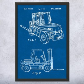 Framed Forklift Print, Forklift Driver Gift, Warehouse Worker, Supervisor Gift, Forklift Blueprint, Shipping Decor Blueprint (16x20)