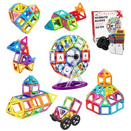Jasonwell Bloques Magneticos Juguetes Didacticos 108 Piezas 3D Creativos y Educativos Buen Regalo Aprenda El Color y La Forma Juguetes para Niños de  
