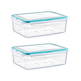 astor24 Mealprep Premium Food Storage Containers, 2 x 2600 ml, 100% Airtight and Leak-Proof, -40 to +100 Degrees, Storage Containers, Dishwasher, Freezer Safe, BPA Free