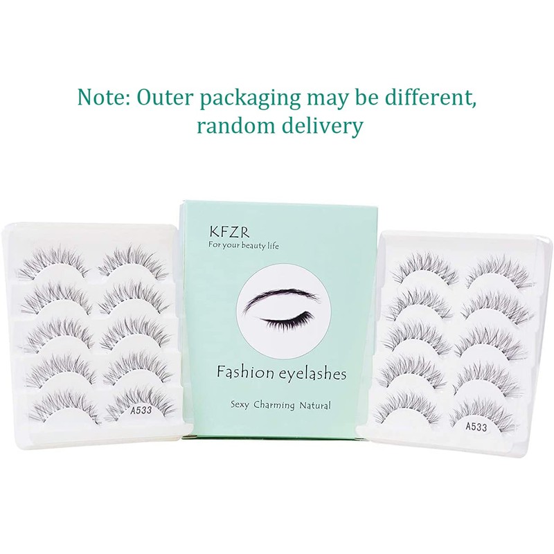 KFZR 5 Pairs Natural Look False Eyelashes Handmade Soft 3D