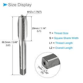 CoCud Threading Tap Metric M12 x 1.75 Thread H2 High Speed Steel Machine 4 Straight Flutes for Threading Tool Drilling Machine Tapping 1 Pcs