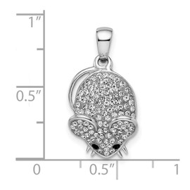 JewelryWeb 11.93mm 925 Sterling Silver Rhodium Plated Preciosa Crystal Mouse Pendant Necklace-Pendant for Women
