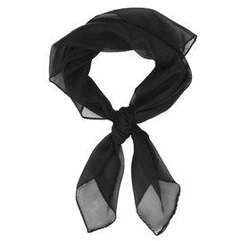 ALLY-MAGIC Plain Square Chiffon Neck Scarf For Lady Retro 50s Light Weight, Fashion Women Plain Square Chiffon 50s Neck Scarf Y3XFFJ (BLACK)