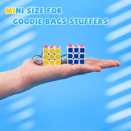 ASONA 48 Pcs Mini Cubes Bulk with Keychain, Puzzle Cubes, White Base 1.18in 3×3×3 Cube Set, Stress Relief Toys, Party Favors Cube, Birthday Party Gifts, Party Supplies Goodie Bag Stuffers for Kids