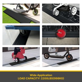 Everlasting 1”Rise Threshold Ramp for Doorways, 2200 Lbs Load Capacity, 35.4” Wide Natural Rubber Non-Slip Wheelchair Ramp for Indoor or Outdoor Use, Cuttable for Driveways, Bathrooms, and Garages