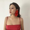 Big Flower Drop Earrings for Women double flower drop dangle