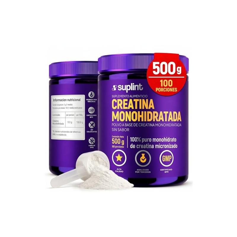 Creatina Monohidratada Micronizada 200 Mesh Suplemento Deportivo Polvo 500 100