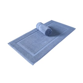 SALBAKOS - Bathroom Rugs Set 2 Piece, 100% Cotton Bath Mats for Bathroom, Comfy & Highly Absorbent Bathroom Floor Mats, Machine Washable | 20"x34"(Blue)