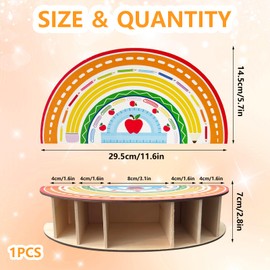 NVGVUP Pencil Pots for Classroom, Wooden Desk Organiser, Creative Pen Holder for Desk, Kids Stationary Organiser, Pen Pot Rainbow for Office School Home Supplies, School Supplies for Girls