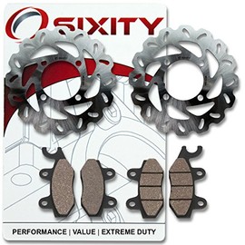 Sixity Front Organic Brake Pads Rotor compatible with Yamaha YXR700F Rhino 700 FI 2009 Complete Set