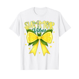 Cute Lemon Tropical Fruits Coquette Bows Summer Vibes Girl T-Shirt