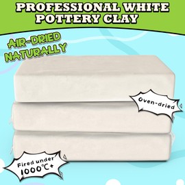 Premium Air Dry Clay for Kids - Natural Modeling Pottery Clay for Wheel, 3.3lbs Kids Arts & Crafts Supplies for School Classrooms, Easter Gifts Toy for Kid, White