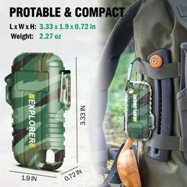 Waterproof Electric Lighter with 360°Flexible Long Neck, Outdoor Windproof Arc Lighter USB Rechargeable Flameless Plasma Cool Lighters for Outdoor & Kitchen(Camo)