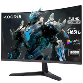 KOORUI 24 Inch Computer Monitor, FHD 1080P Curved Gaming Monitor 165Hz VA 1800R Monitors with Ultra-Thin, HDMI X2 /DP, VESA Compatible, Tilt Adjustable, Eye Care