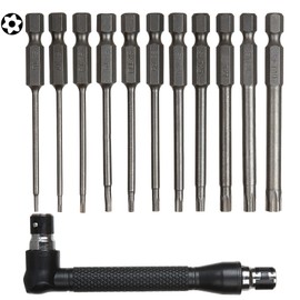 AHUNTTER 11 Pieces T6-T40 Torx Screwdriver Sets 75mm S2 Steel Star Screwdriver Set 1/4 Inch Hex Shank Security Screwdriver with Angle Screwdriver Bit Holder for Screwdrivers