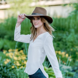 Bigalli Australian Hat for Women/Men 100% Wool Felt Outback Hat Crushable Waterproof Teardrop | Cowboy Cowgirl Hat Indiana Jones Hat | Moss Small