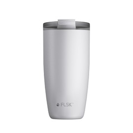 FLSK CUP Stainless Steel Reusable Cup for Travel (350 ml, 500 ml) - 3 Hours Hot, Leak-Proof, Includes Plastic-free Tube Box and Microfibre Buddy, Ideal for Travel, Office or Filling in the Cafe