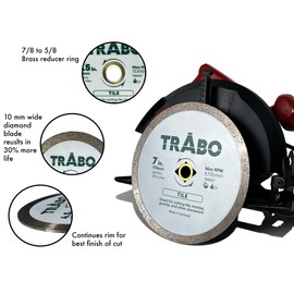 Trabo 4 Inch 3 Pack Tile Continuous Rim Diamond Metal Bond Blade for Cutting Granite, Ceramic, Porcelain, Quartz, and More 3 Pieces with 7/8 Inch Arbor with 5/8 Inch Reducer Ring